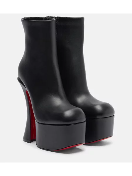Cizme scurte Christian Louboutin din piele cu platformă negru