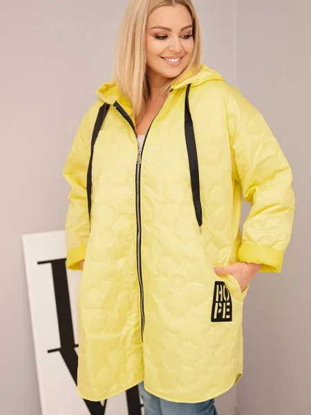 Geacă Kesi Włoski cu inscripții cu glugă galben