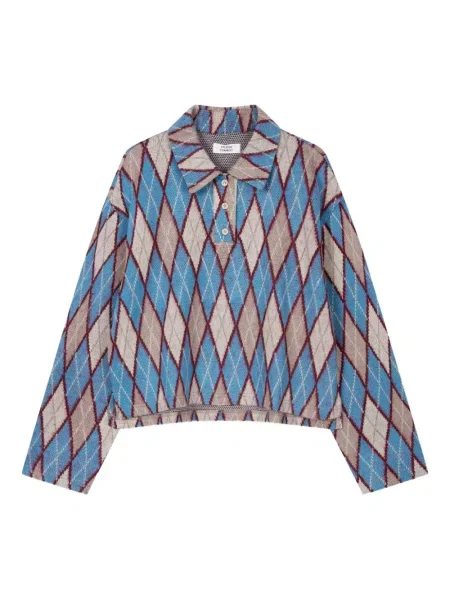 Top Tomboy z wzorem argyle niebieski