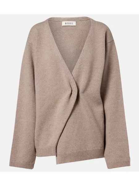 Kardigan Róhe wełniany kopertowy beżowy