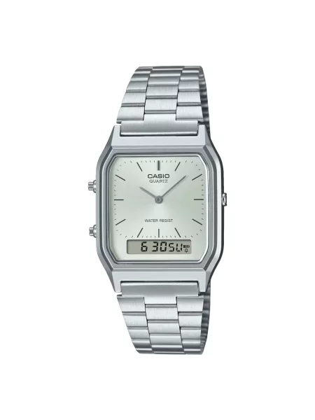 Lniany zegarek Casio retro szary