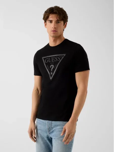 Класическа тениска Guess черно