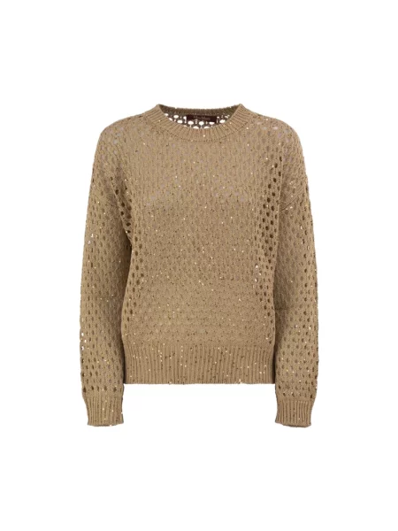 Sweter Max Mara Studio ażurowy brązowy