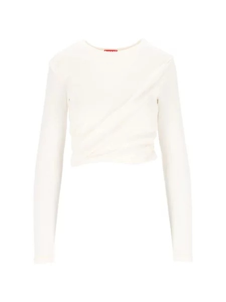 Lung tricou Diesel din jerseu alb