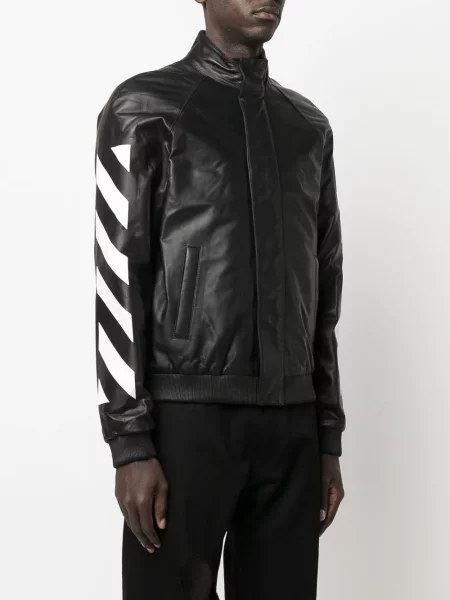 Kurtka skórzana Off-white w paski