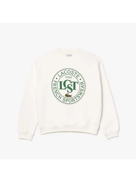 Lacoste Luźna Bluza Z Grafiką biała