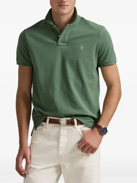 Kožené tričko Polo Ralph Lauren bez podpatku zelené