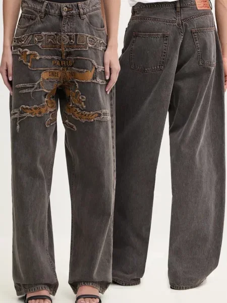 Y/Project jeansi EVERGREEN PARIS BEST PATCH JEANS gri
