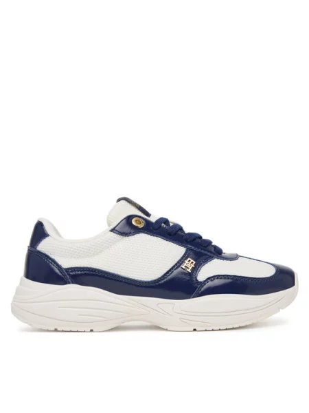 Laisvalaikio batai Tommy Hilfiger Modern Runner Shiny Leather Tamsiai mėlyna