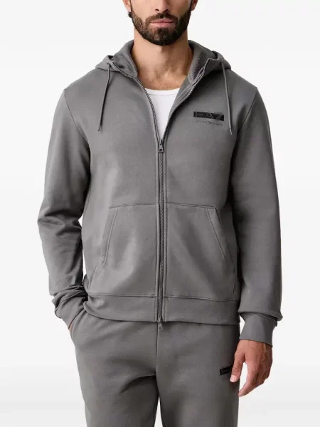 Hanorac cu glugă Ea7 Emporio Armani cu imagine gri