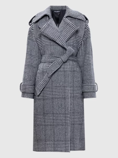 Клетчатое двубортное пальто Dolce&gabbana черное