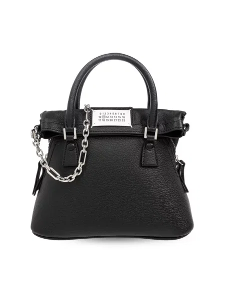 Mała mały torebka skórzana Maison Margiela skórzana czarna