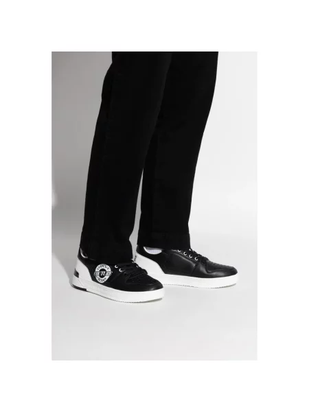 Sneakersy Versace Jeans Couture skórzane z logo czarne