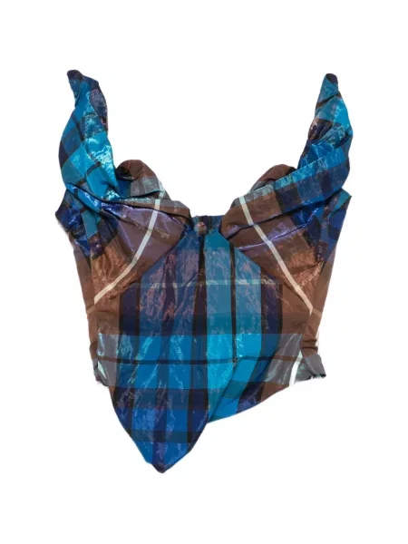 Top Vivienne Westwood în carouri cu imagine drapat albastru