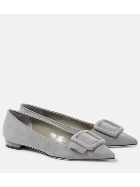 Balerini Manolo Blahnik din piele de căprioară gri