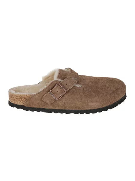 Klapki Birkenstock zamszowe beżowe