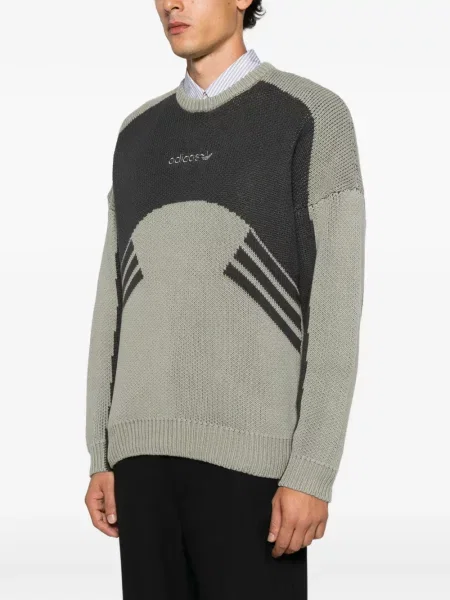 Tricou Adidas cu broderie cu dungi cu decolteu în V verde