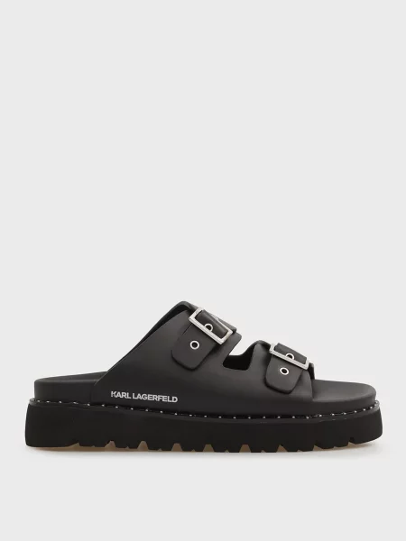Шкіряні шльопанці Karl Lagerfeld з пряжкою чорні