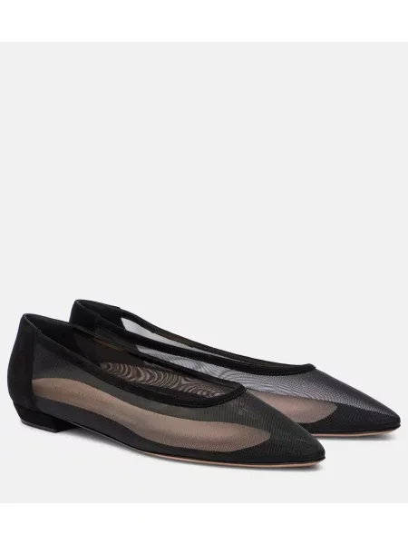 Balerini Gianvito Rossi transparente din organza negru