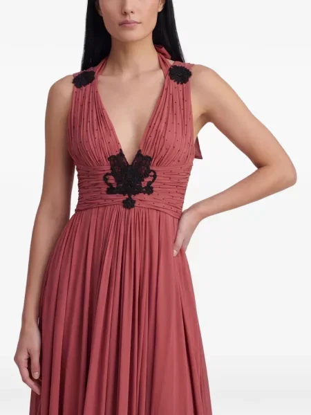 Rochie maxi Marco Gabrielli Atelier cu mărgele roșu
