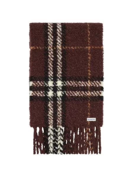 Fular Burberry de lână în carouri maro
