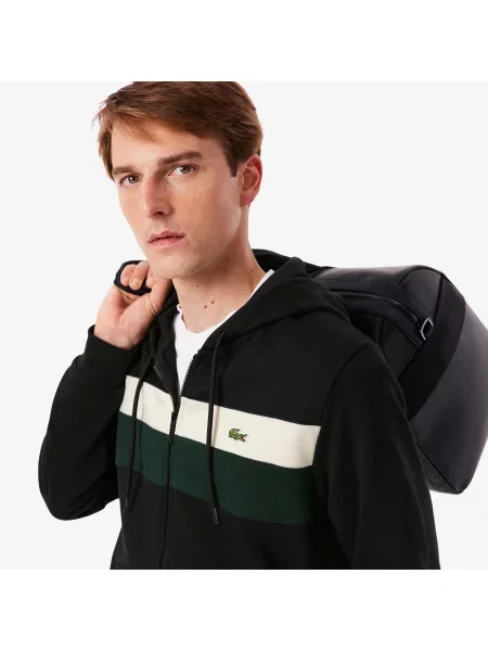 Lacoste Kolorowa Bluza Z Kapturem Zapinana Na czarny