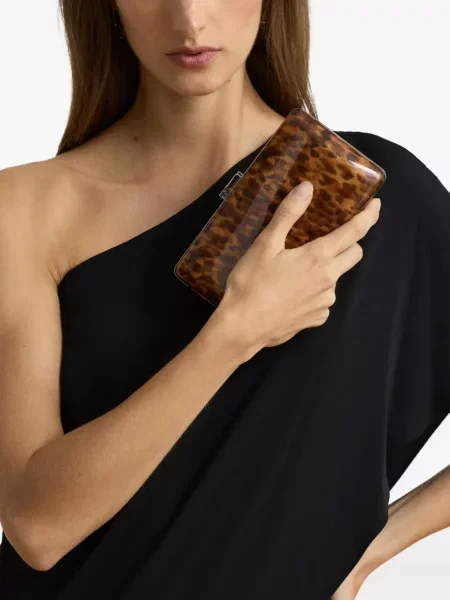 Δερμάτινος clutch Lauren Ralph Lauren με σχέδιο καφέ