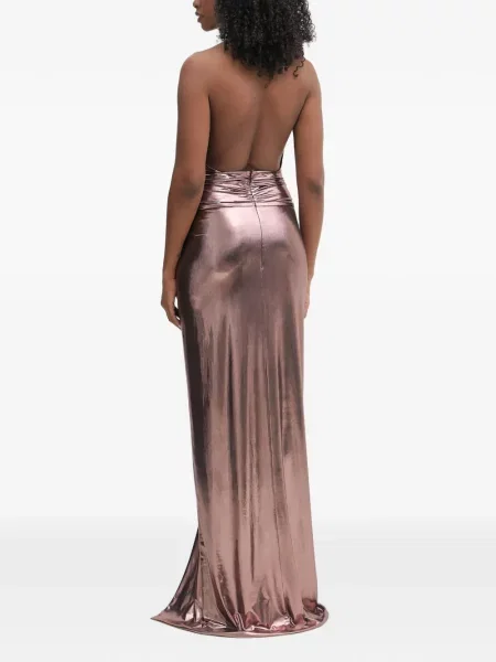 Rochie maxi Retrofete cu gât halter roz