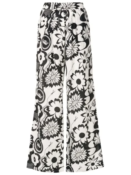 Pantaloni Amir Slama cu model floral cu imagine negru