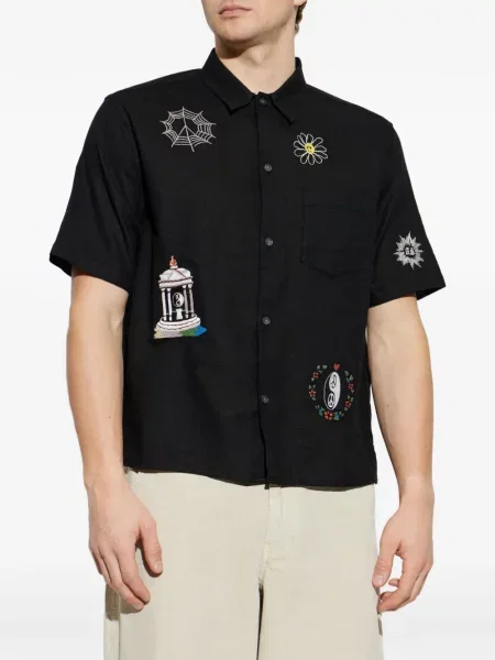 Cămașă Allsaints cu broderie negru