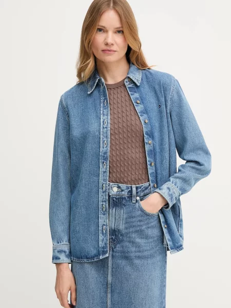 Tommy Hilfiger koszula jeansowa regular z kołnierzykiem klasycznym niebieski