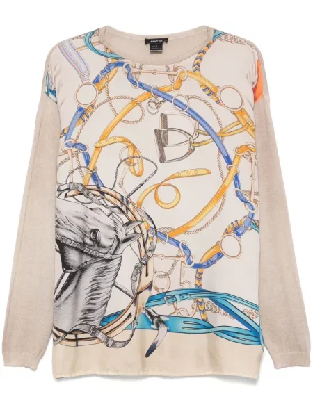 Top Avant Toi tricotate cu imagine maro