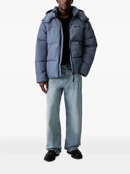 Дънково яке Karl Lagerfeld Jeans с качулка синьо