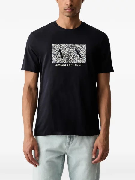 Scurt tricou Armani Exchange cu imagine negru