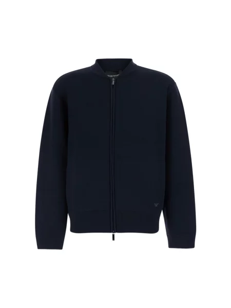 Sweter Emporio Armani wełniany z dekoltem w serek niebieski