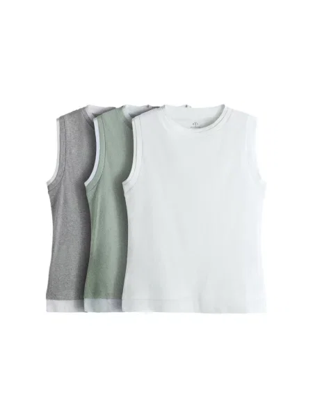 The Set Tricou gri amestecat / verde alb