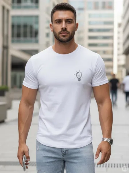 T-shirt z minimalistycznym nadrukiem Dstreet biały