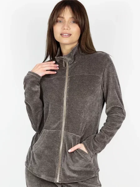 Leinle Кофта для дому Темно-сірий Бавовна/віскоза сірий