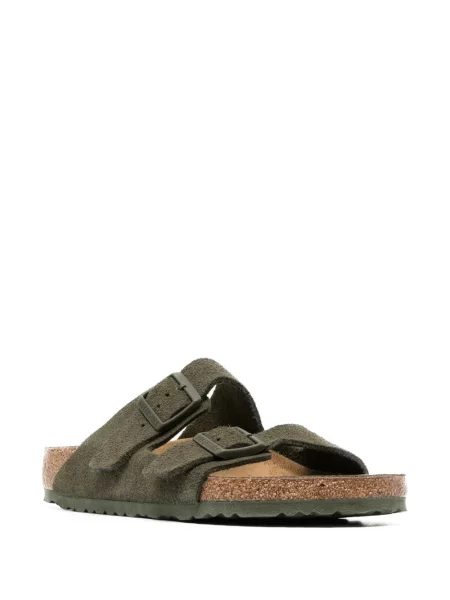 Zomšinės dirželis sandalai Birkenstock žalia