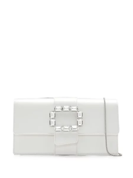 Clutch Manolo Blahnik με αγκράφα λευκό