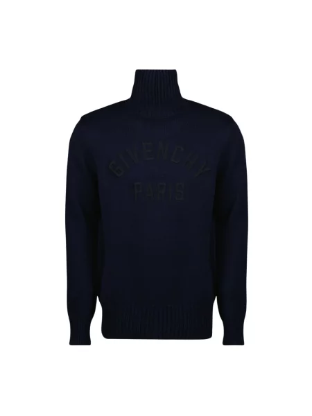 Golf haftowany lniany golf Givenchy niebieski