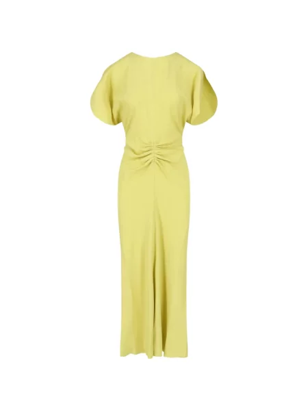 Rochie midi Victoria Beckham cu volane galben