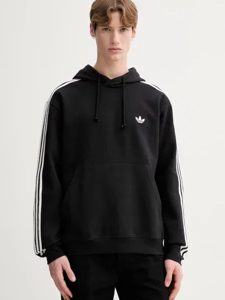 Geacă Adidas Originals cu glugă cu dungi alb