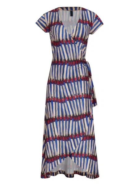 Sukienka midi Lygia & Nanny z dekoltem w serek do kolan garniturowa niebieska