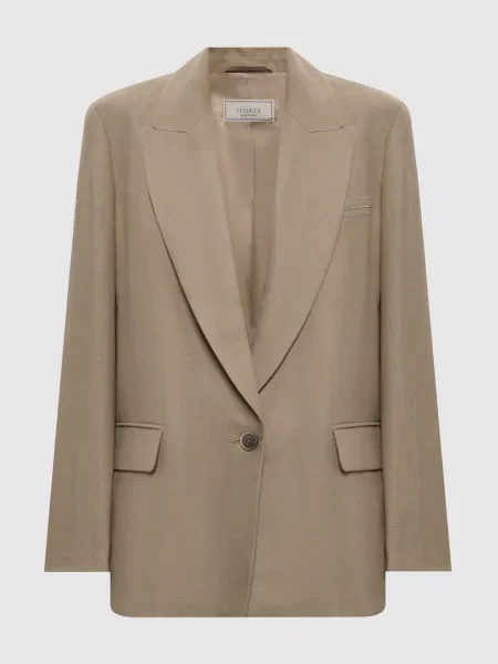 Жакет кольору з льону Peserico хакі