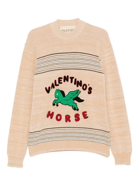 Pulover Valentino Garavani cu broderie cu dungi