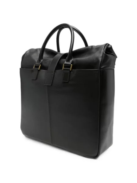 Кожена чанта Emporio Armani с катарама черно
