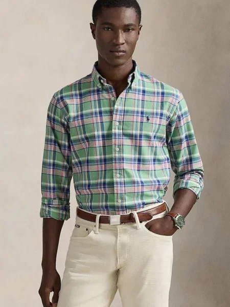 Polo Ralph Lauren Košulja Šarena Custom Fit zelena