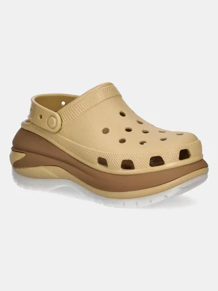 Чехли Crocs Mega Crush Matte Clog с платформа бежово