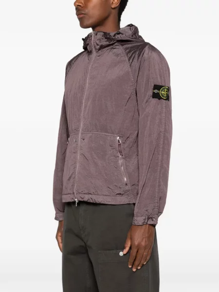 Geacă Stone Island cu glugă cu strasuri violet